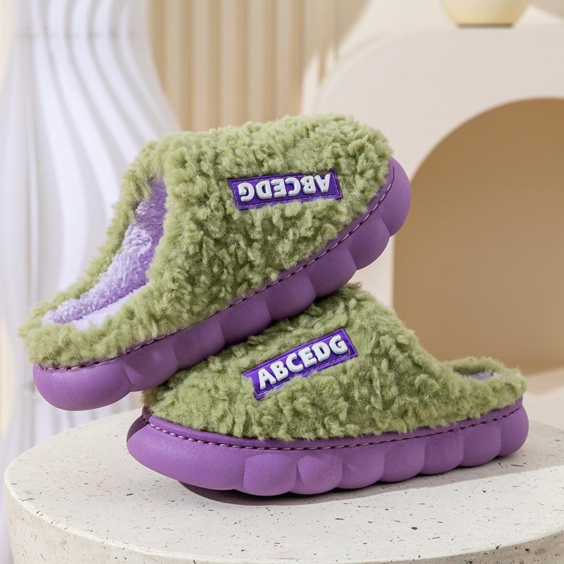 Cotton Slippers Men's Spring and Autumn Home Use Winter Indoor Non-slip Home Warmth Plush Couple Winter Women