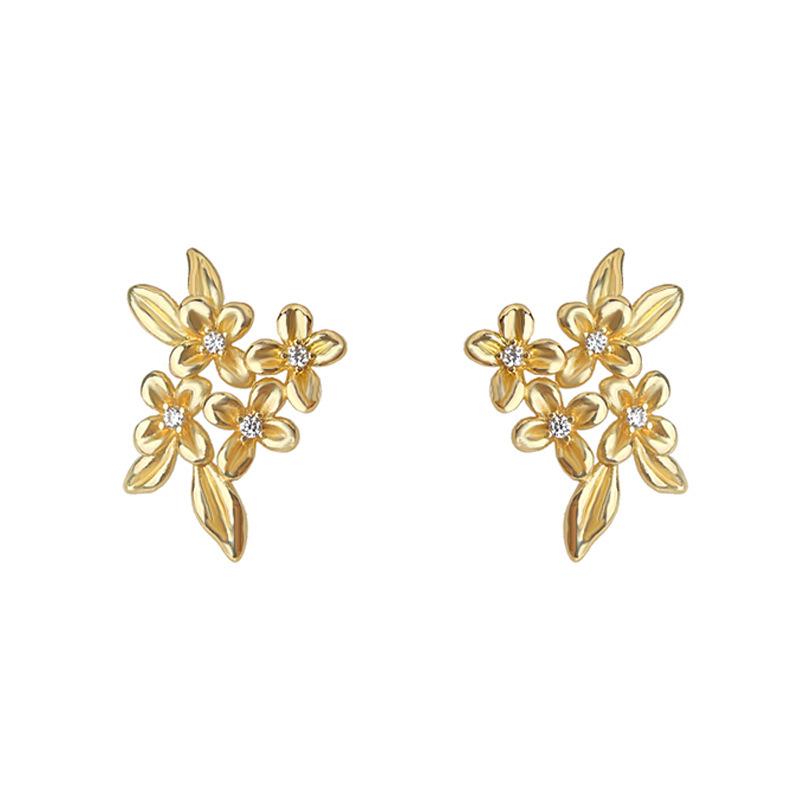 Minimalist 925 Silver Flower Zirconia Stud Earrings - Versatile Light Luxury Earrings for Women