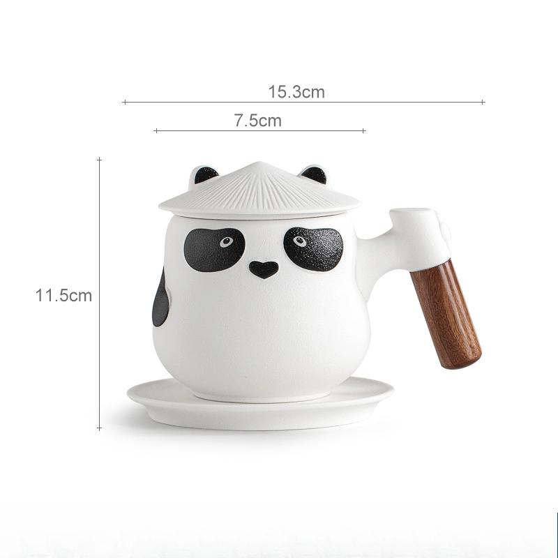 Panda Tea Mug Creative Ceramic Tea Water Separation Cup with Lid Men and Women Office Filter Water Cup 301-400ml