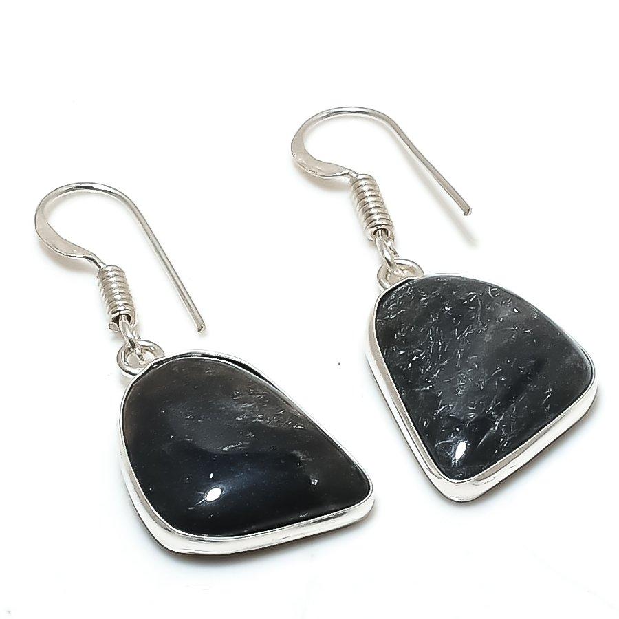 Natural Moss Agate Gemstone 925 Sterling Silver Jewelry Earring 1.46 AE-12488