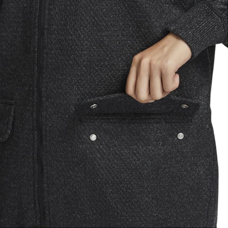 Nike Solid Color Zip Baseball Collar Casual Mid-Length Loose Jacket Women jackets Black FD5491-060