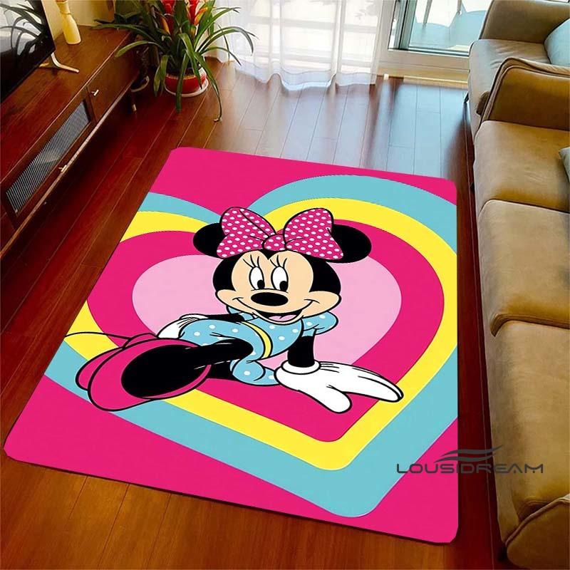 Cute Pink Minnie Mouse Cartoon Rug, Suitable for Living Room, Bedroom, Kitchen, Hallway, Children's Non-slip Floor Mat,
