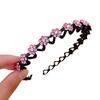Hair Hoop Flower Ornament Lightweight Non-Slip Shiny Visual Effect Easy-wearing Decorative Resin Rhinestone Floral Style Soft Edge Hair Hoop for