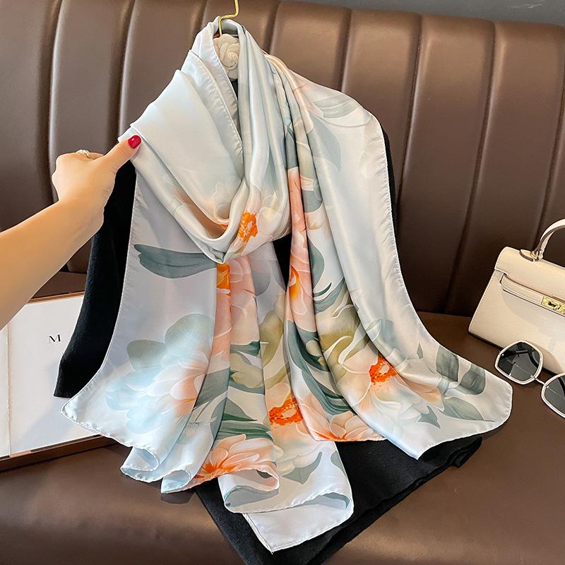 New Sunscreen Scarf for Women New Silk Satin Versatile Summer Sunscreen Silk Scarf Mother's Day Gift
