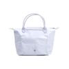 Longchamp Le Pliage Green 23 Logo Ricamato Colore Unico Chiusura a Bottone e Cerniera Bordi in Pelle Borsa a Mano a Forma di Raviolo Piccola Borse Tote da Donna 1621919P79