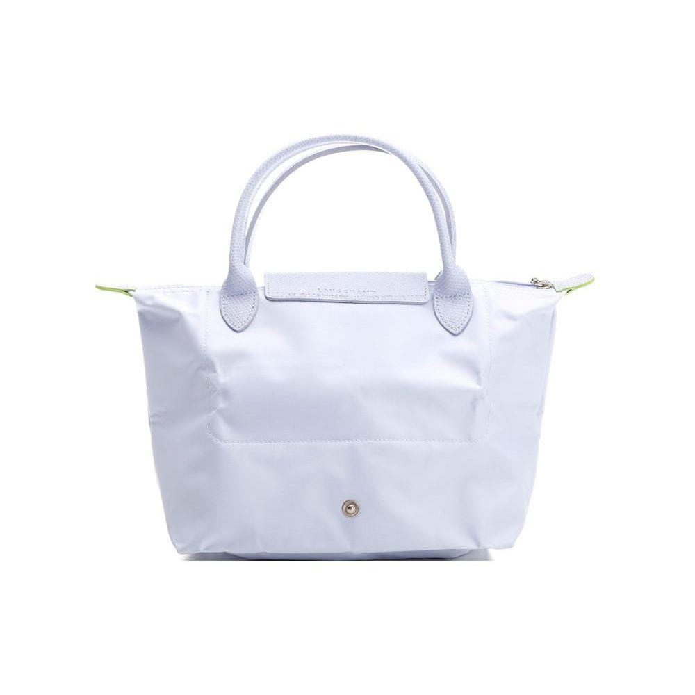 Longchamp Le Pliage Green 23 Logo Ricamato Colore Unico Chiusura a Bottone e Cerniera Bordi in Pelle Borsa a Mano a Forma di Raviolo Piccola Borse Tote da Donna 1621919P79
