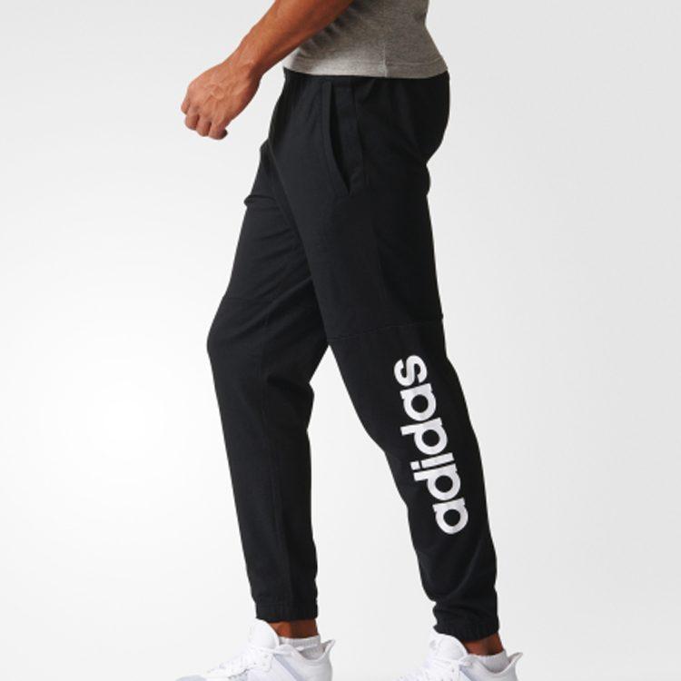 Adidas Knitted Sweatpants Men's Black Moderate Straight Fit Pants BQ9101
