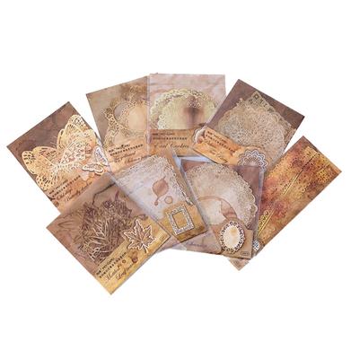 10-sheet Junk Journal Vintage Yellowed Coffee Dyed Hollow Lace Material Paper DIY Scrapbooking Collage Diary Album Decor