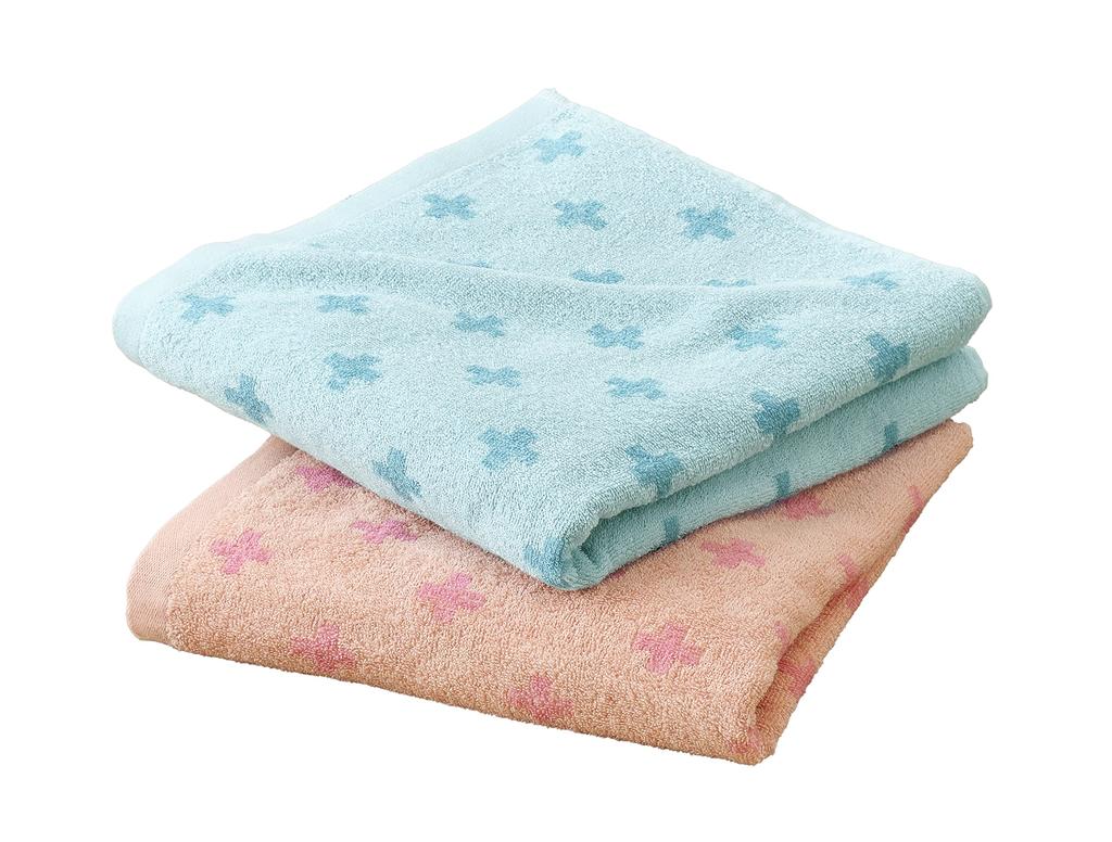 Kosugizen Bath Towel Cross Dot 2 Colors 1 Piece Each 60 x 120 cm Good Volume Daily Use 2 Piece Set ZGTF-6701-2