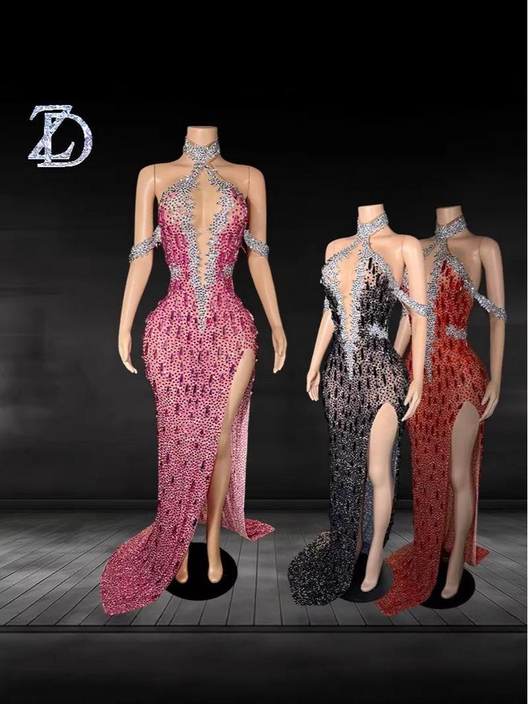 2026 Spring Arrival: Pink Sequin Mermaid Evening Gown for Banquets and Events