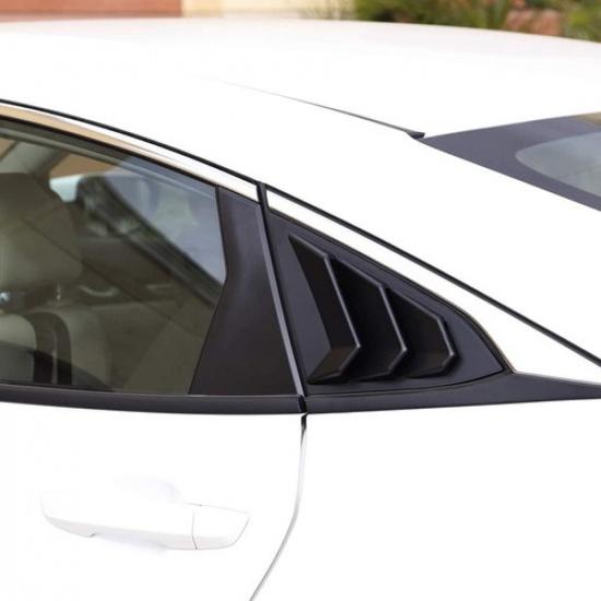 Pair Quarter Window Louver Cover For Honda Civic 2016-2018 Side Vent Gloss Black