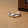 Real 925 Sterling Silver Love Ring Hand In Hand Opening Rings For Women Anel Gift