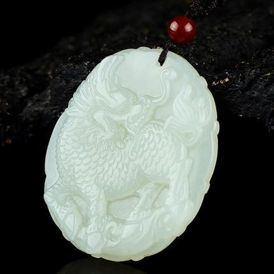 Hetian Jade Qilin Pendant with Certificate