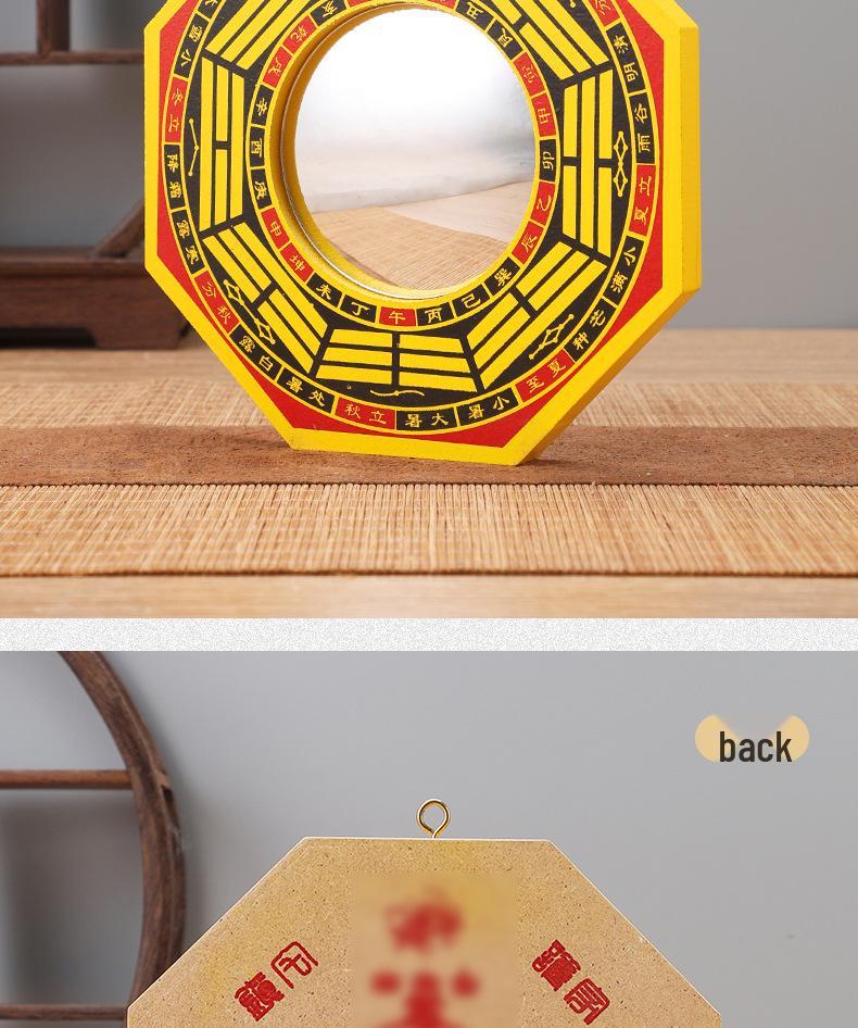 Small Outdoor Bagua Mirror: Convex/Concave Door & Window Ornament with Wooden Board