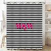 Bathroom Decor Shower Curtain Striped Pattern Print Monogram Custom Name Wedding Gift For Girls Pink M W (Black / W