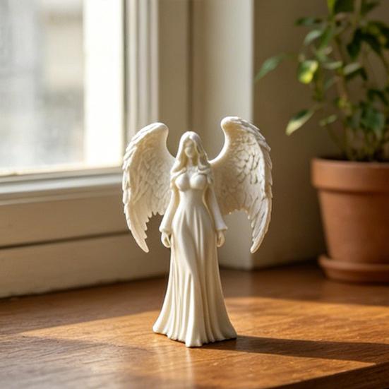 3D-gedruckte Engelsmädchen-Dekoration Weiße geflügelte Mädchenstatue Skulptur Heim-Büro Wohnzimmer Schreibtisch-Dekoration Ornament