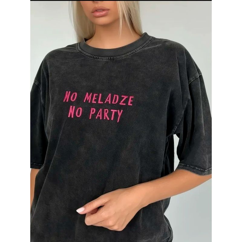 European and American Retro Old Washed Black Letters Print Cotton T-shirt Letter Printed Loose T-shirt