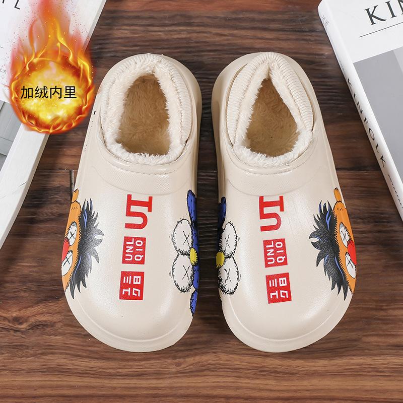 Children's Cotton Slippers Boys and Girls Students Teenagers Winter Waterproof Non-slip Velvet Cotton Shoes Indoor and Outdoor Thick Soles