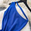 Elegant Ruffle Sexy High Waist Hollow Out Slash Neck Sleeveless Knit Dress Vacation Dresses Slim Women Party Ceremonial Dress