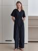 Elssibeui V-Neck Button Jumpsuit_Black