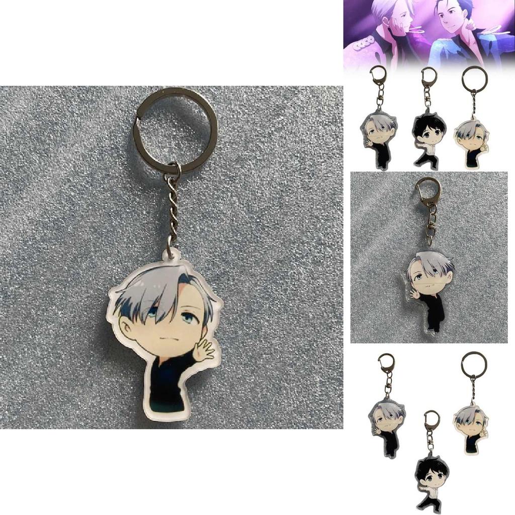 Yur On Ice Katsuki Yuri Victor Nikiforov Acrylic Keychain Printed Cartoon Character Keyring For Collectors