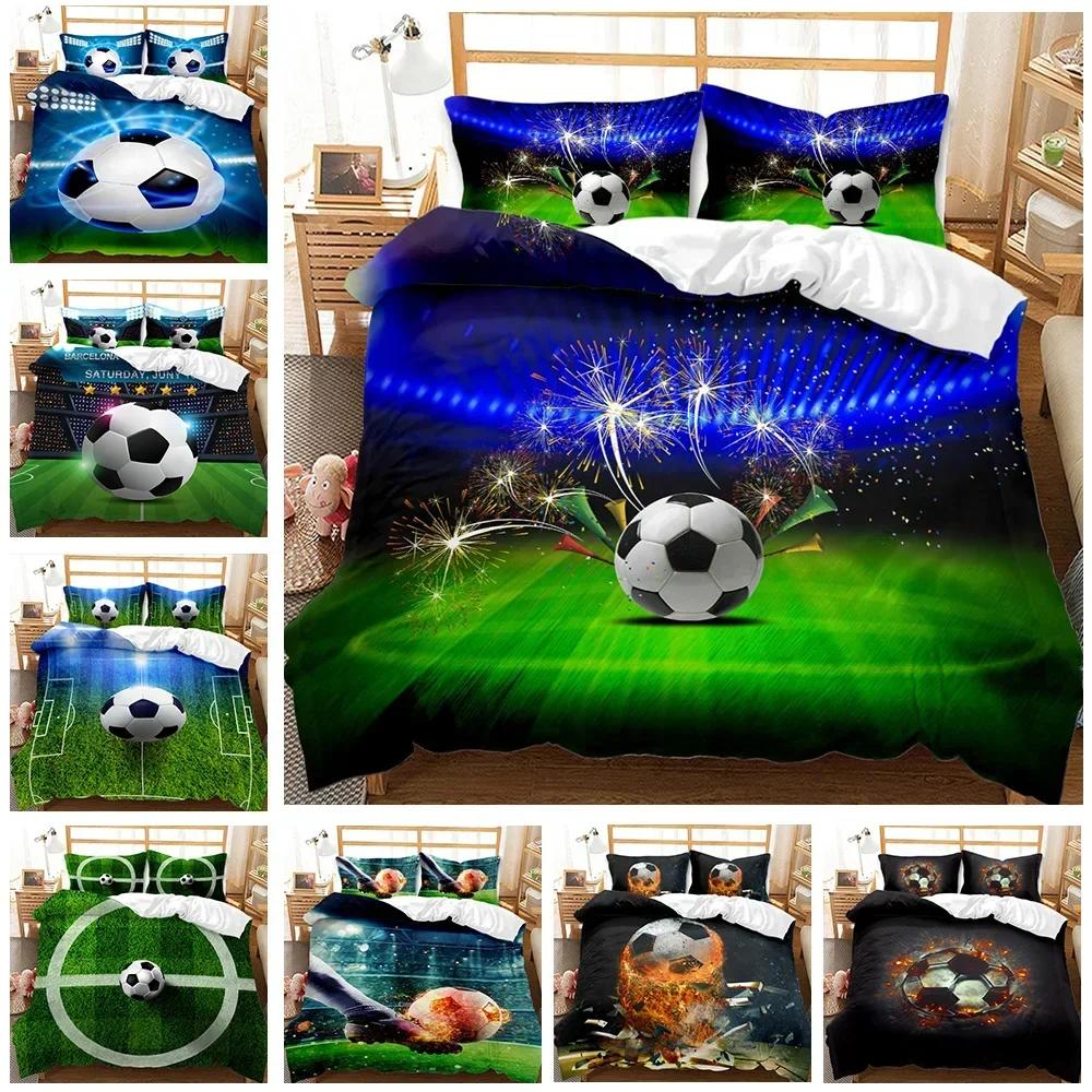 Soccer Sports Blue Flame Football Comfortable Duvet Quilt Cover Pillowcase Bedding Set Children Bedroom Decoration Home Textile