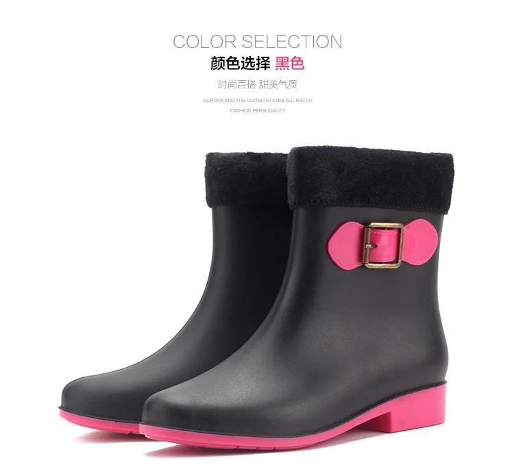 2025 Herbst Winter Neue Mode Damen Warm Lässig Gummi Wasserschuhe Damen Knöchel PVC Damen Knöchel Wasserdicht Regenstiefel Plüsch