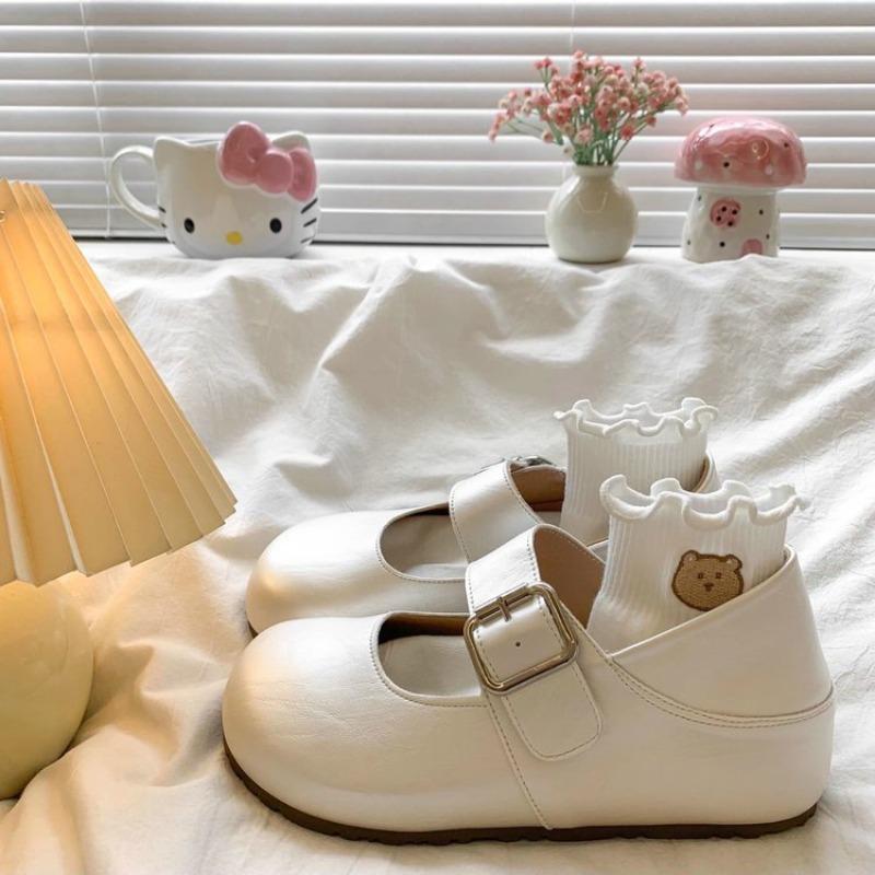 Retro round head cute Mary Jane single shoes women's autumn new flat-bottomed versatile small leather shoes