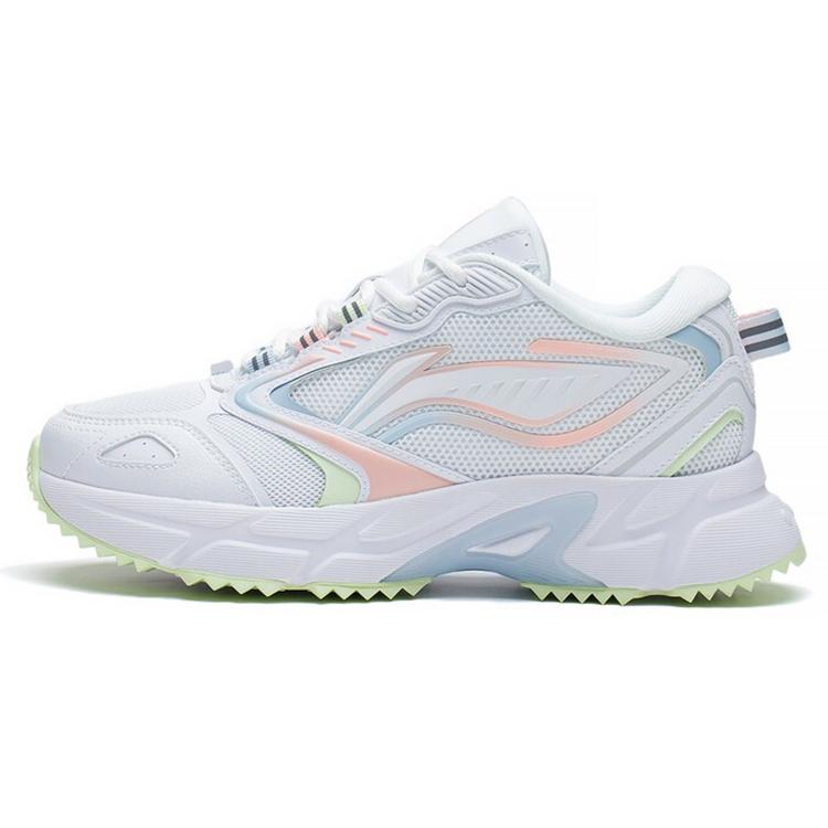 

Новые амортизирующие, противоскользящие, износостойкие, дышащие, легкие кроссовки с низким верхом для бега LiNing, женские, бело-розово-голубые ARLS006-4 35.5