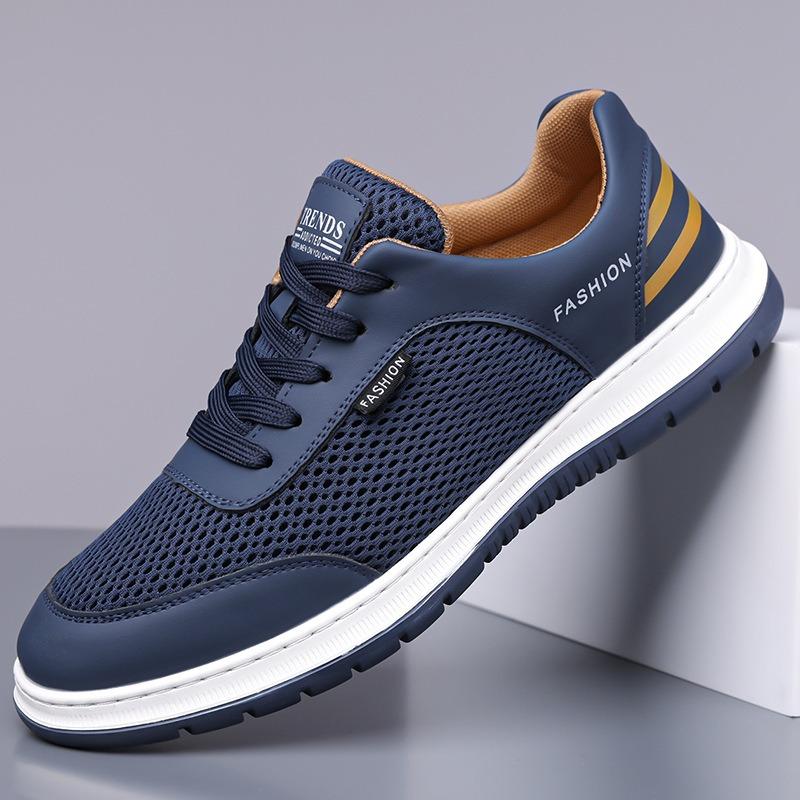 Fashion Men's Mesh Shoes Luxury Cowhide Hollow Out Leather Shoes Fashion Casual Sneaker for Men Breathable Running Shoes Tenis Masculino