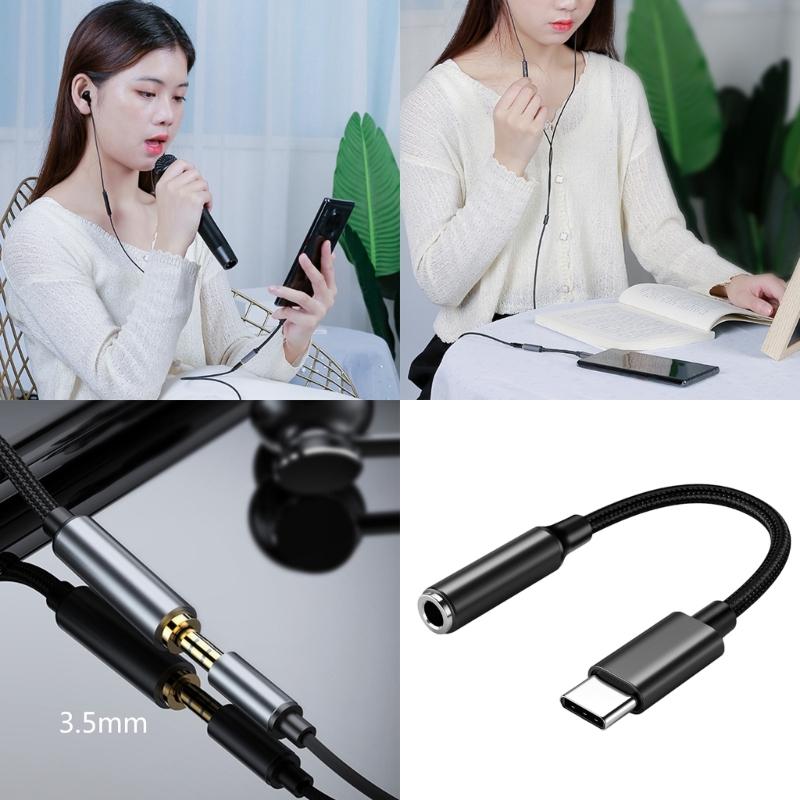 Type C to 3.5mm Headphone Jacks Adapter Earphone Audios Adapter Cable 11cm USB C Audios Dongle Cable Cord Universal