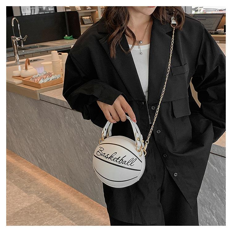 Trendy Letter Chain Basketball Bag New Fashion Korean Style Solid Color Simple Handheld Shoulder Bag for Women