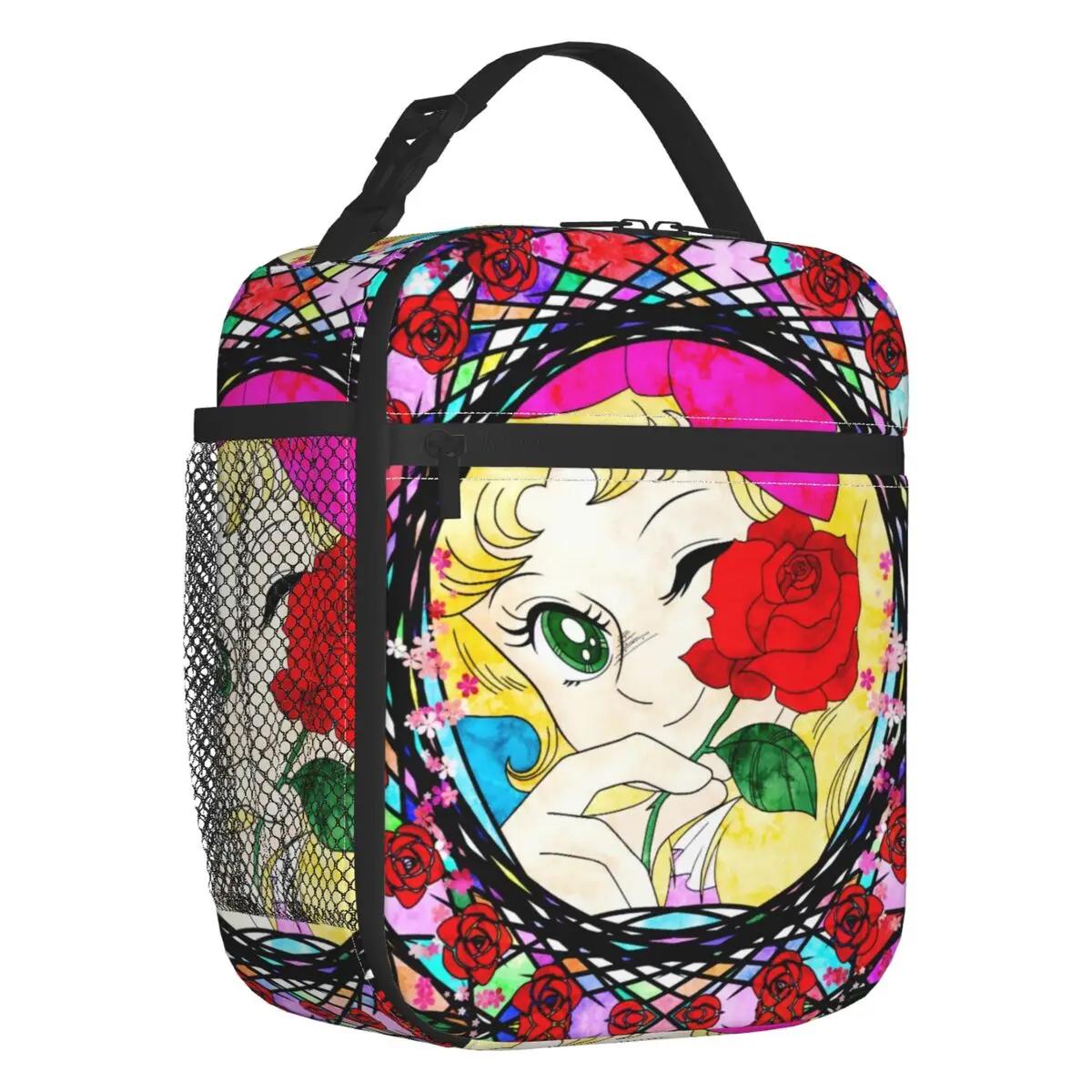 

Candy Candy Candice Изолированная сумка для обеда для женщин Портативная японская аниме-манга-холодильник Термальная коробка для бенто для детей Школьники 26x21x11CM золотой