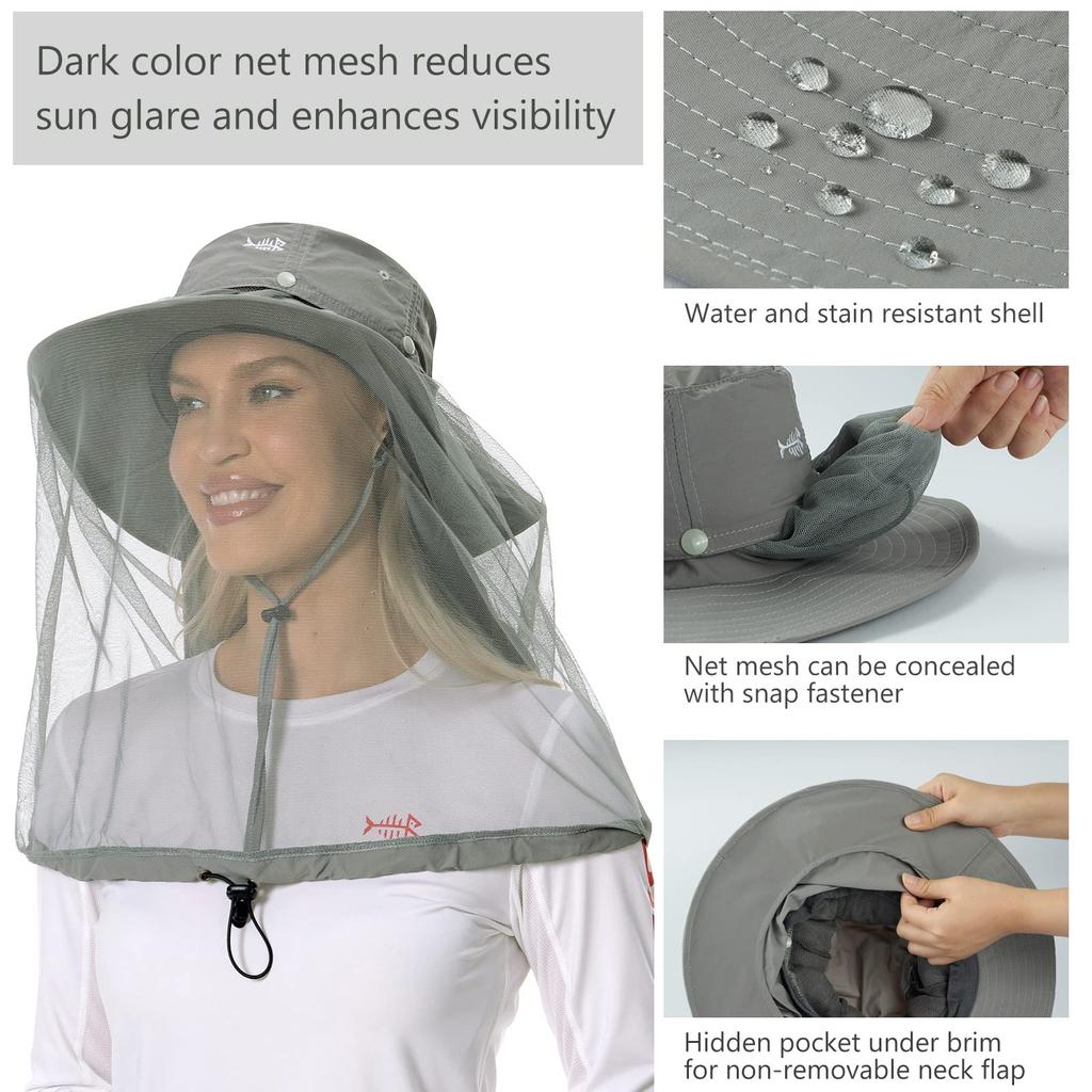 Bassdash Bug Proof Insect Wide Fishing Includes Sunshade Hat with Unisex [Bassdash] Hat, Repellent, Brim, Hat, Cloth, Net,