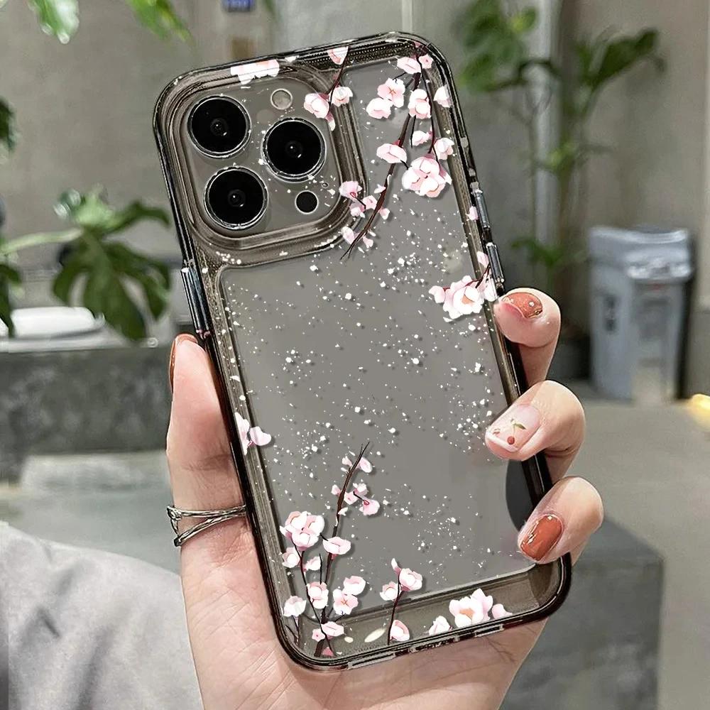 Colorful flower phone case for iPhone 15 Pro phone case iPhone 11 13 12 14 Pro Max XR XS X 7 8 Plus SE transparent shockproof pr