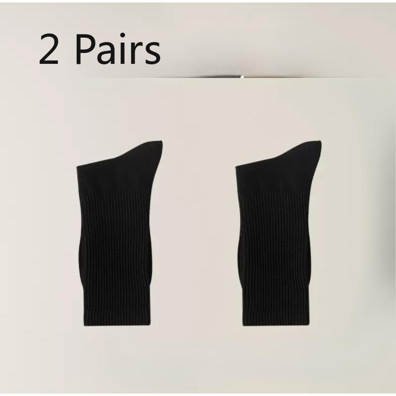 2 Pairs of Socks, Men's Mid-calf Socks, Pure Cotton Antibacterial Boneless Socks, Anti-odor Breathable Sports Socks, Autumn and Winter Long Calf Socks