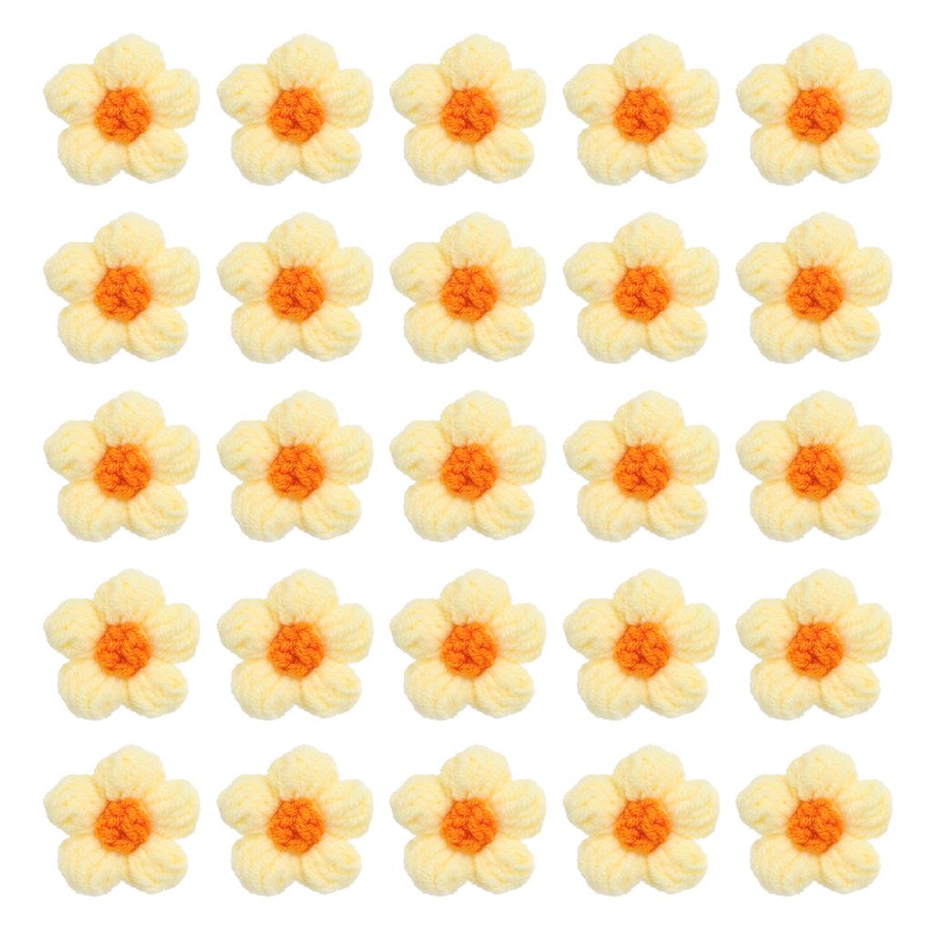 36pcs Crochet Flowers Applique Flowers for Craft Sewing Crochet Flowers Bouquet  DIY Hair Clothes Party Craft Christmas Decor