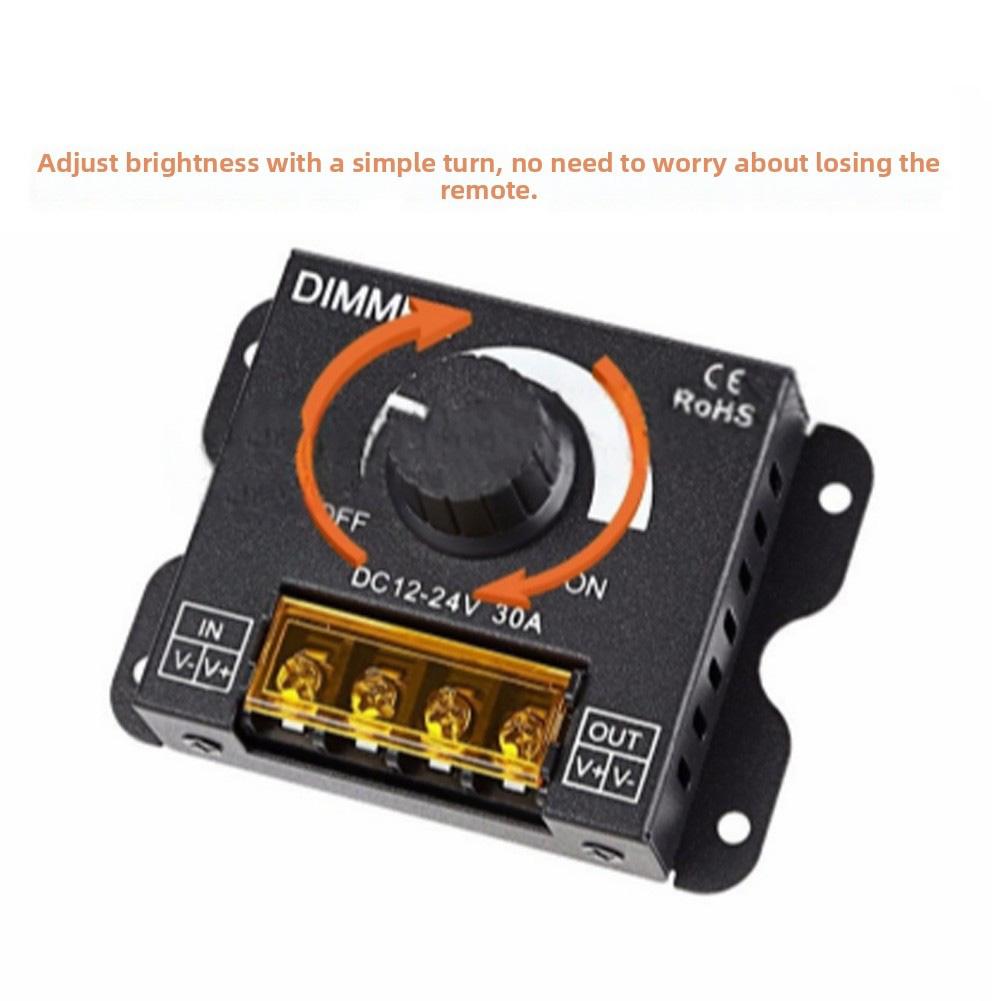 For LED Strip Installations LED Strip Dimmer Brightness Regulator Rotary Knob Control Plastic Enclosure DC 12V-24V Compatible