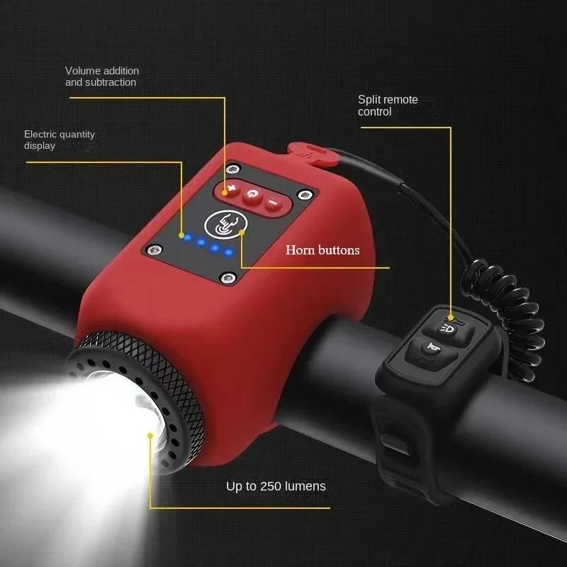 Bicycle Front Light USB Rechargeable Built-in Horn IPX5 Waterproof Multi-function Flashlight for Night Cycling Road MTB Nice