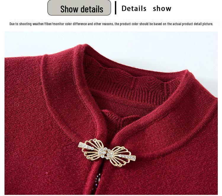 Autumn/Winter Knit Cardigan & Sweater Coat Set for Middle-Aged Women - Ideal for Mother-in-Law Wedding Banquet