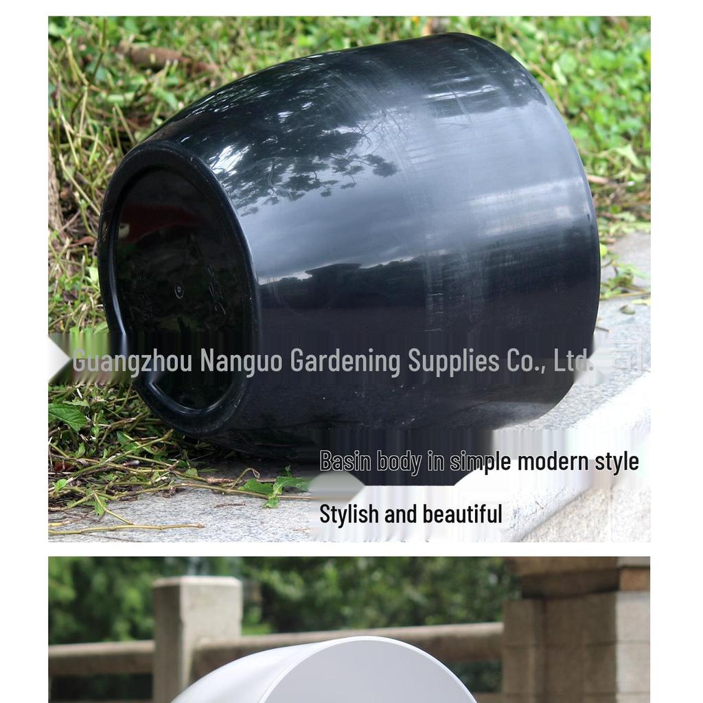 Egg-Shaped Resin Flower Pot - Large White/Black for Indoor Plants