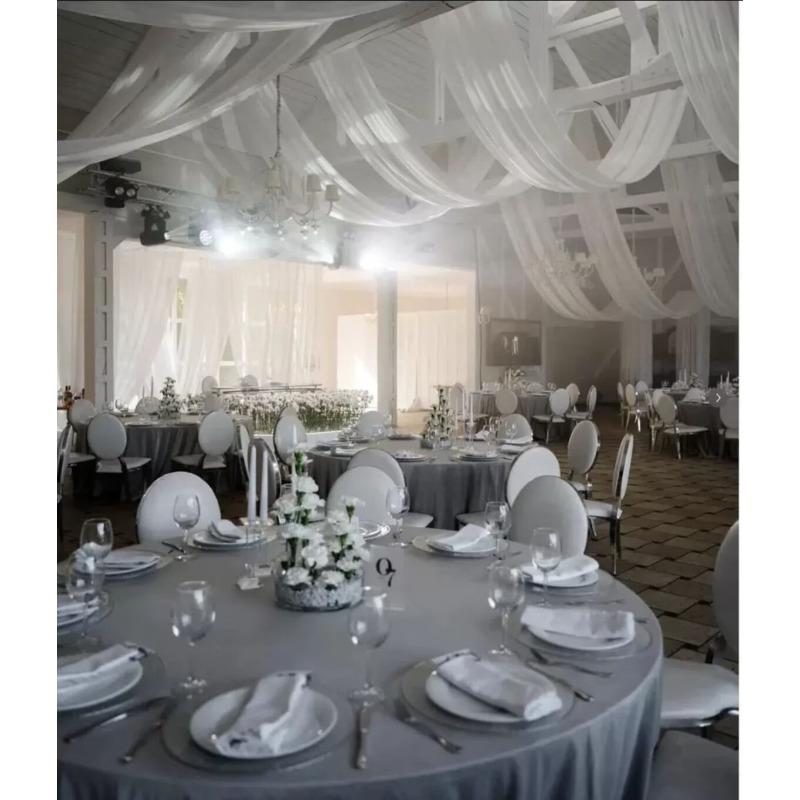 1pcsLarge White Sheer Chiffon Wedding Arch Drapes - Perfect for Ceremony Reception Decor Valentine's Day Gifts Party Supplies