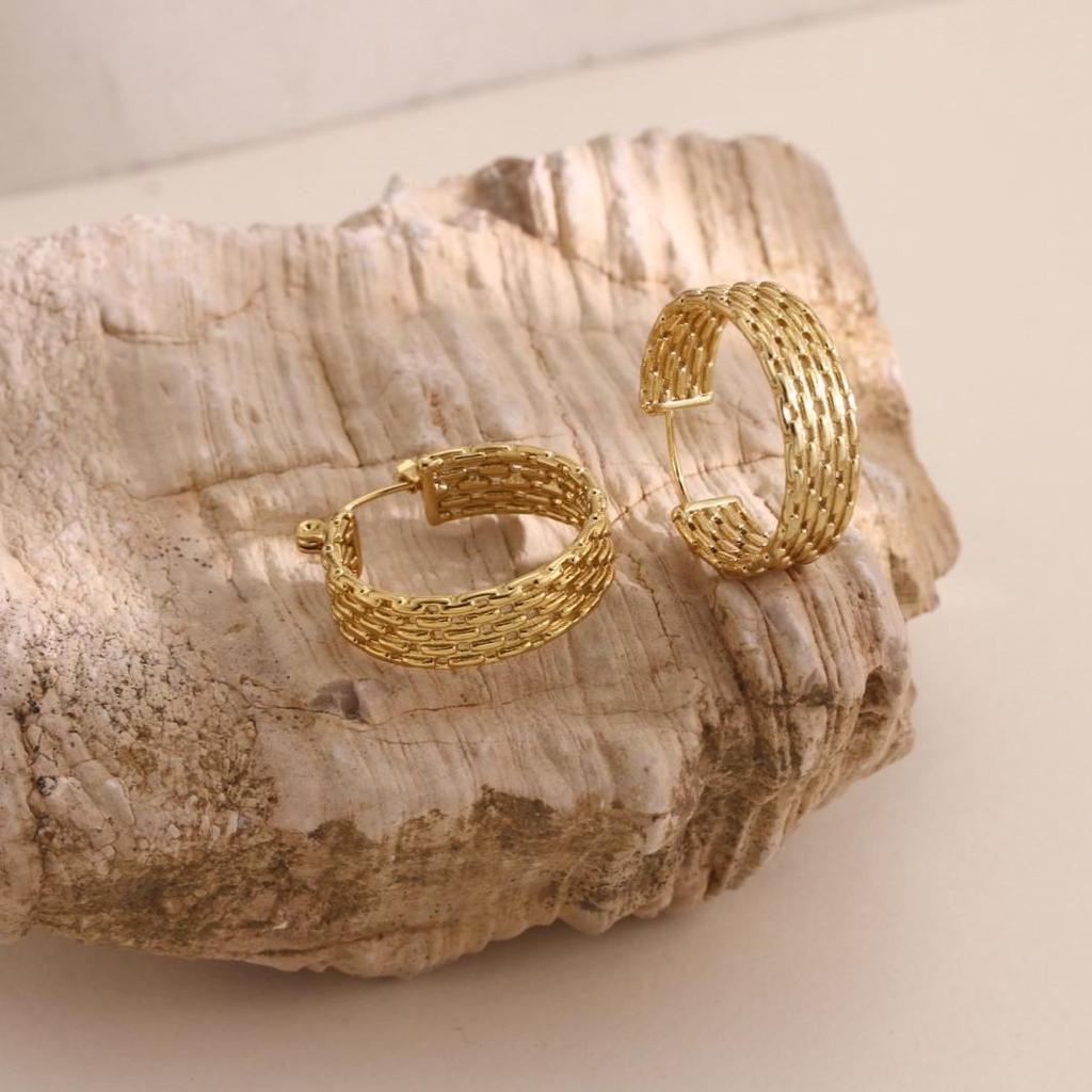 18k Gold-Plated Titanium Steel Geometric Stud Earrings for Women