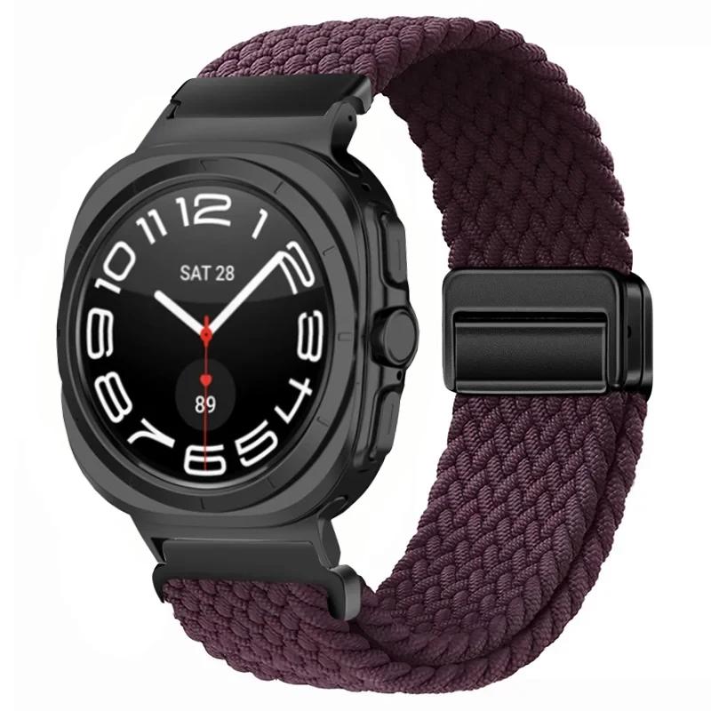 Gevlochten Nylon Lusband Voor Samsung Galaxy Watch Ultra 47mm Magnetische Armband Polsband voor Galaxy Watch 8 Ultra 2026 47mm Band