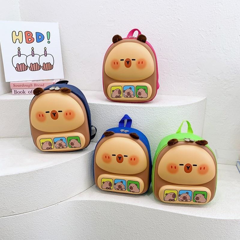 Kids School Backpack Featuring Cartoon Capybara With Lightweight Pvc For Children