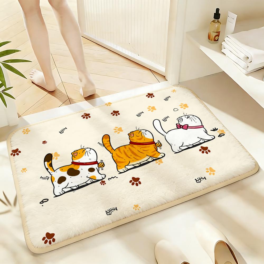 Soft Absorbent Non-Slip Rug Funny Kittens Rug Floor Mat Home Decor Doormat Bedroom Floor Mat Shower Carpet
