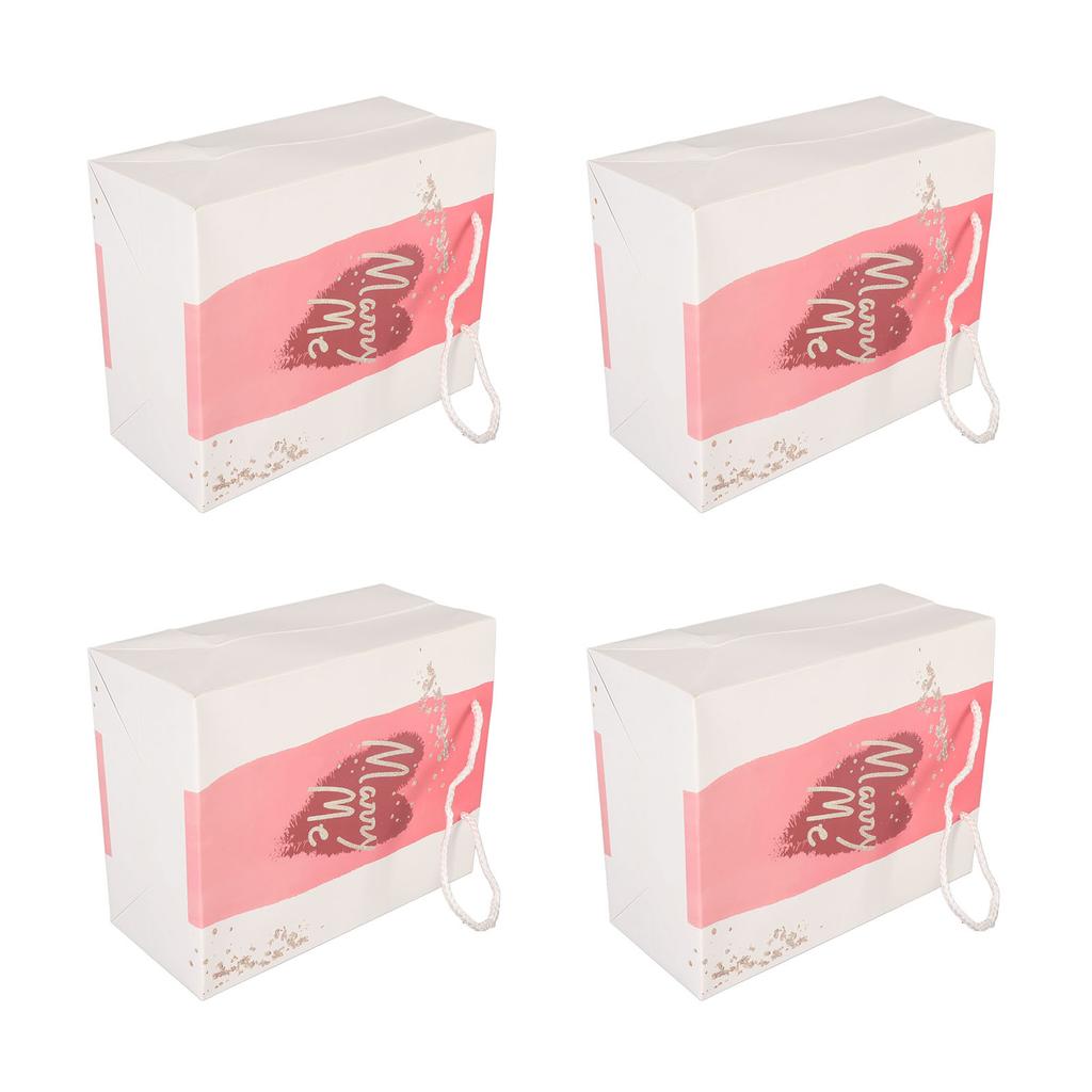 12Pcs Gift Bags Marry Me Heart Pattern Rose Gold Letters Soft Handle Reusable Party Bags for Wedding Engagement