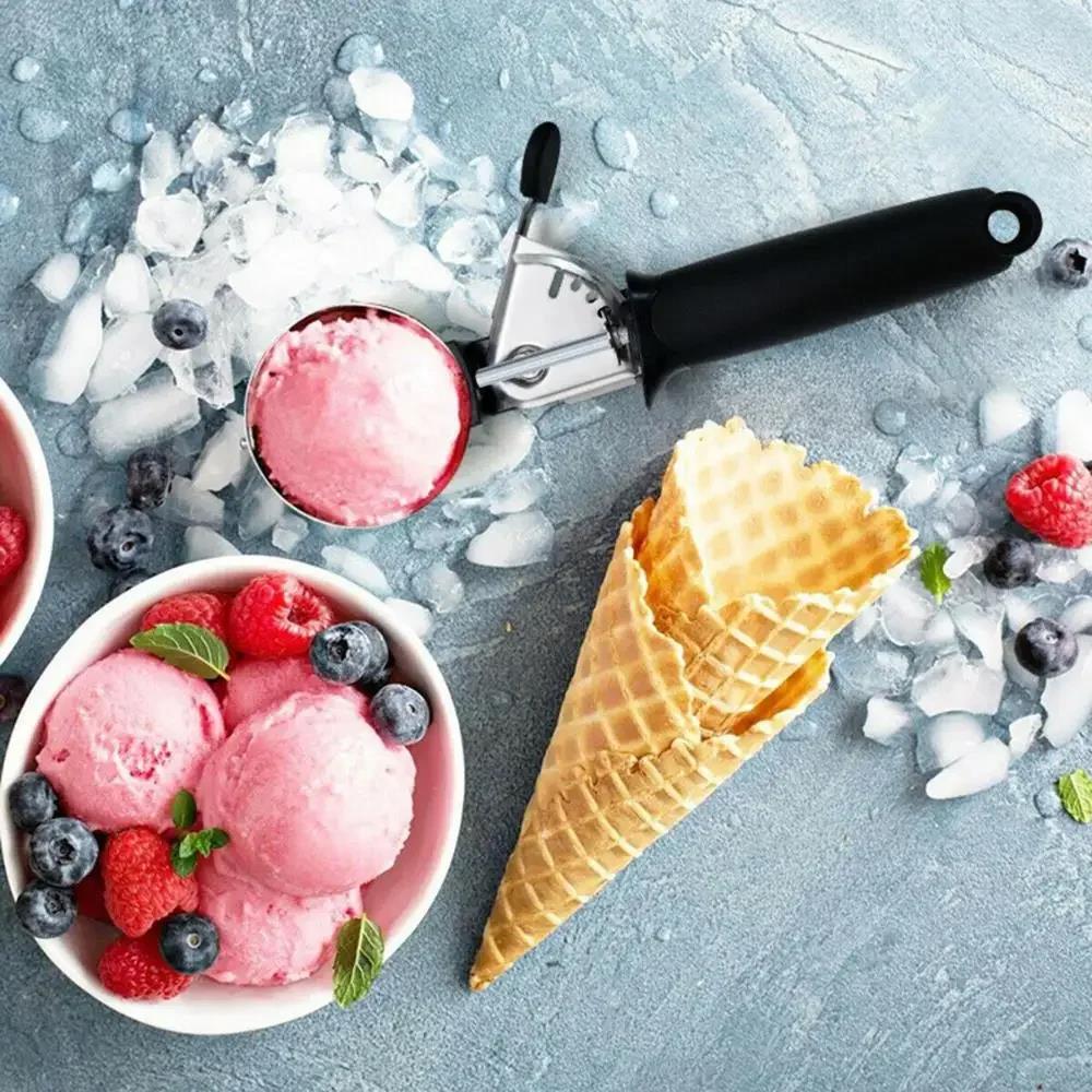 Ice Cream Scoop with Trigger Fruit Scoop with Comfort Grip Handle Stainless Steel Ice Cream Scoop for Home Ice Cream Tool 6