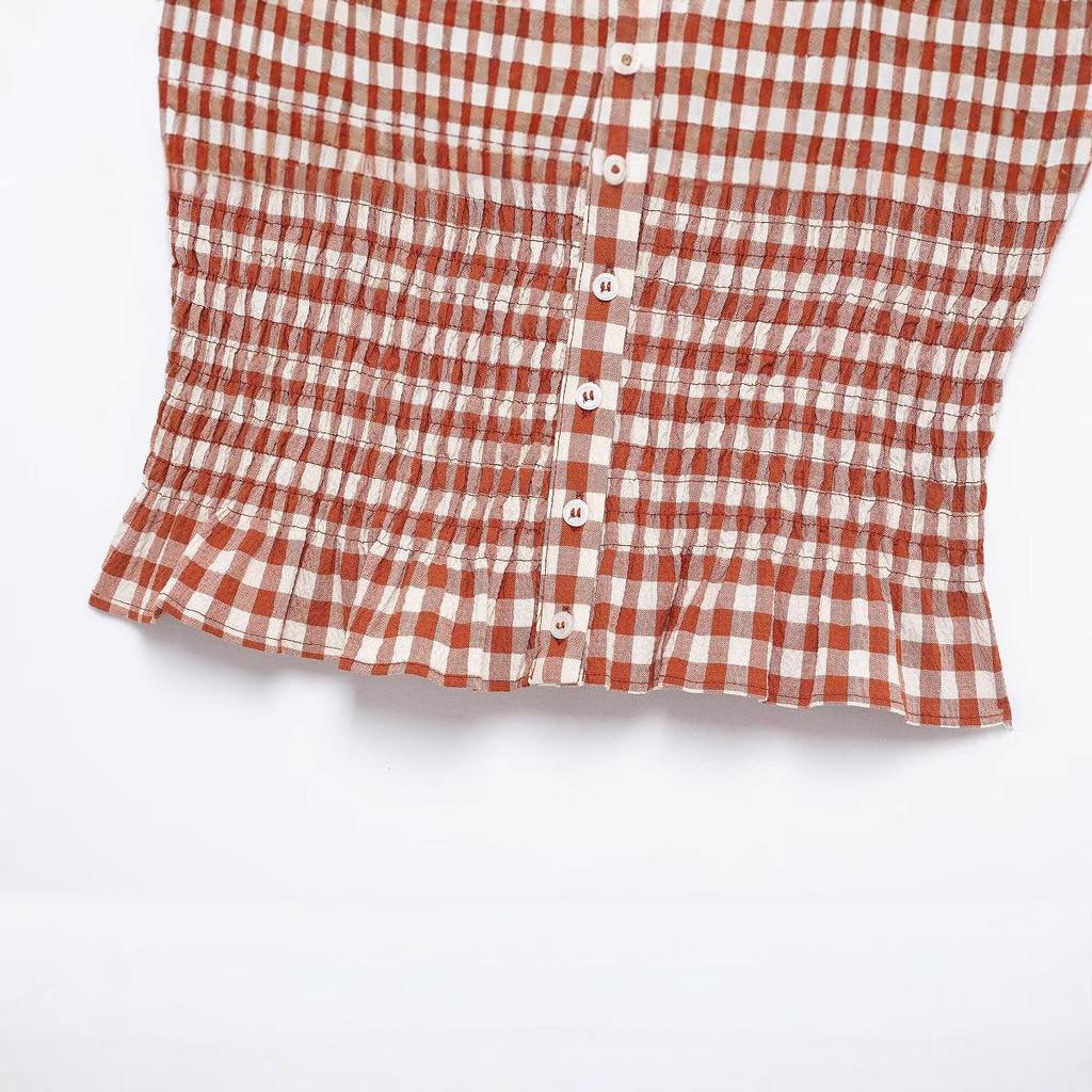 Spring 2025 European & American Style Women's Plaid Camisole Top and Midi Skirt Set