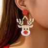 Gold Foil Reindeer Dangle Earrings - Festive European & American Fashion Christmas Gift